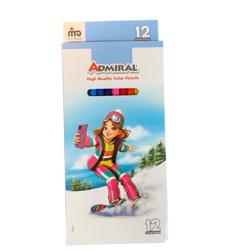 مداد رنگی 12 رنگ آدمیرال مدل MDF طرح اسکی
