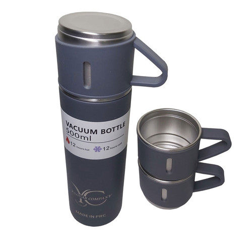 فلاسک یادگار کمپانی مدل کادویی گنجایش 0.5 لیتر به همراه لیوان سفری بسته 3 عددی